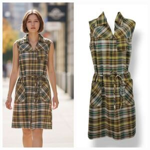 Vintage 60's Handmade Tartan Plaid House Dress Frock Modern Size 10/12